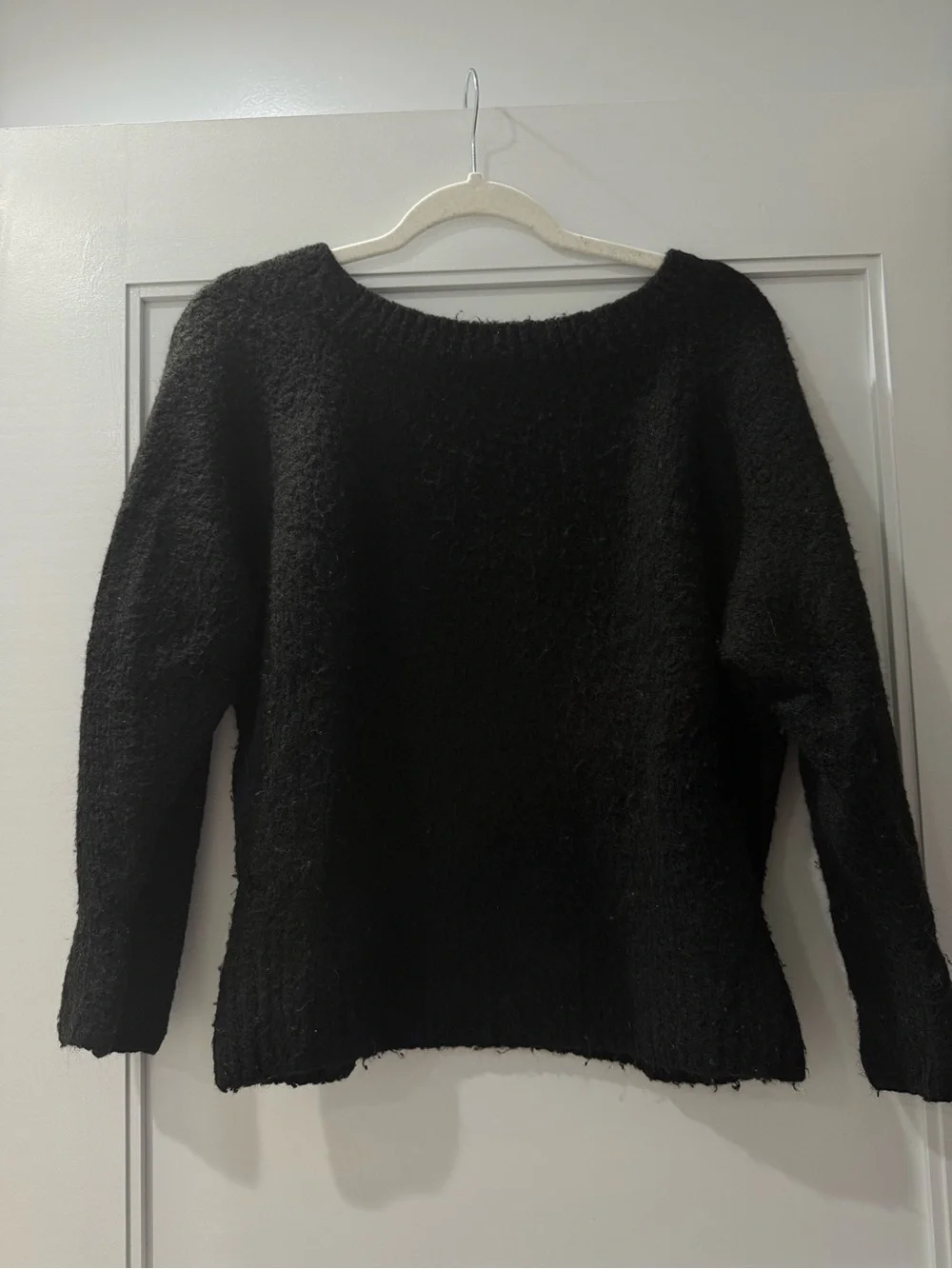 Victoria's Secret Black Fuzzy Boatneck Sweater